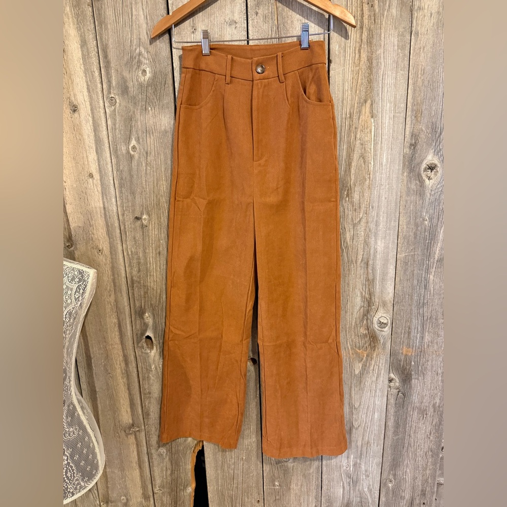 Rust Wide-Leg Pants High waist Shein- Xs